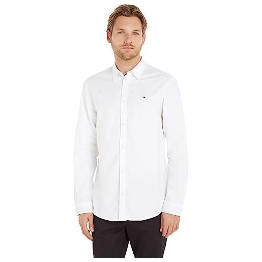 Tommy Jeans camicia uomo classic oxford shirt maniche lunghe, bianco (white), xs