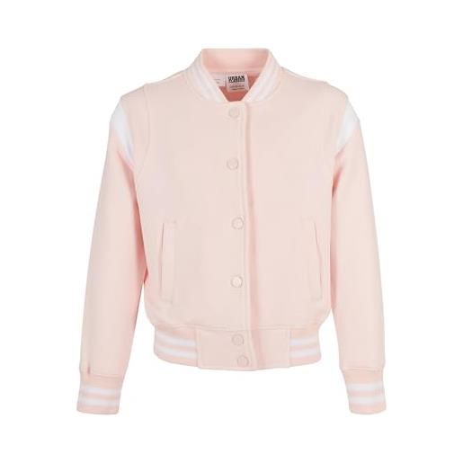 Urban Classics girls inset college sweat jacket giacca, pink/white, 158/164 ragazze