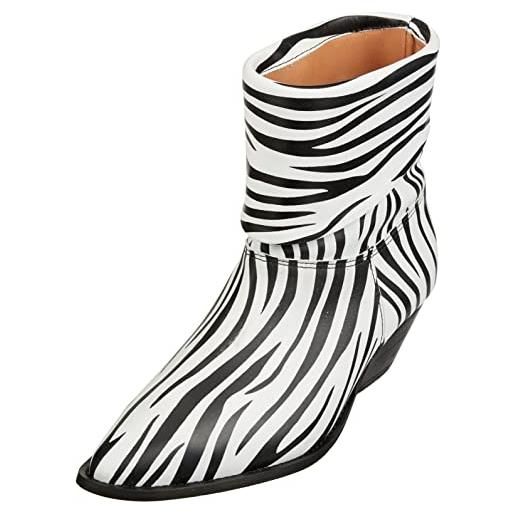 L37 HANDMADE SHOES don't ask me why, western boot donna, nero bianco, 37 eu