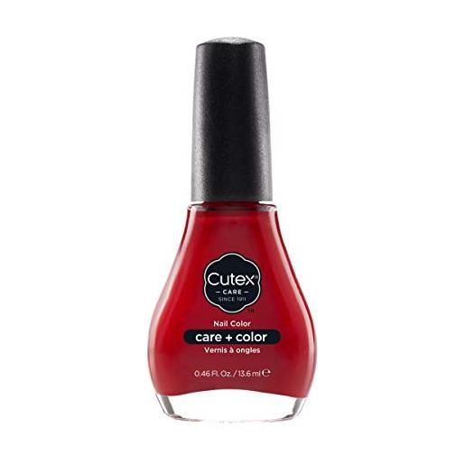 Cutex nail color smalto unghie idratazione e nutrimento, con vitamina b e olii naturali, colore rosso lipstick jungle n° 190-13.6 ml