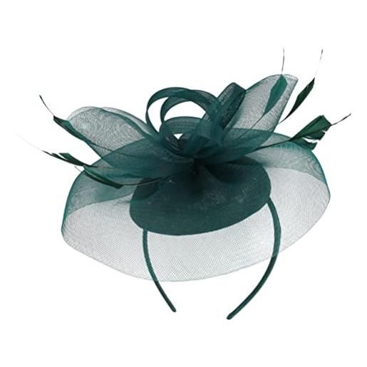Luxshiny accessori gothic lolita fermaglio per fascinator per tea party fascinator per in maglia di fiori fermaglio per sposa e per per donne ragazze (verde scuro)