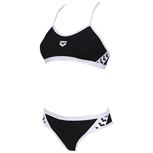 ARENA team stripe two, bikini donna, nero/bianco, 32