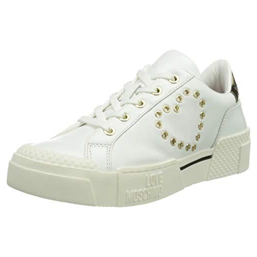 Love Moschino sneakers new tassel, scarpe da ginnastica donna, bianco, 35 eu