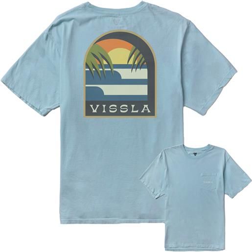Vissla - t-shirt leggera in cotone organico - out the window premium pkt tee chambray per uomo in cotone - taglia s, m, l, xl - blu