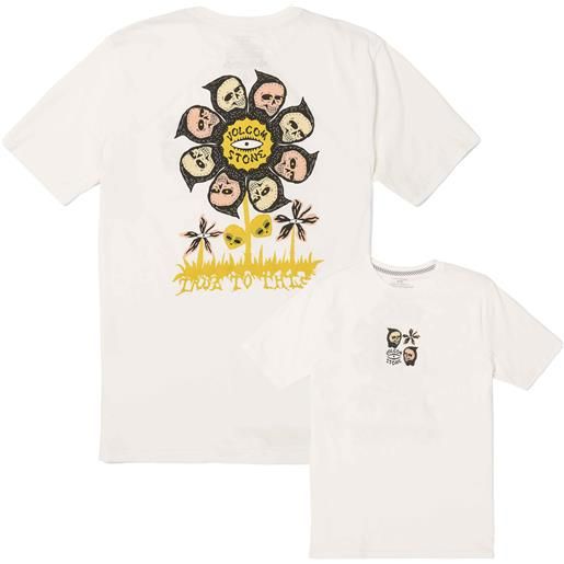 Volcom - t-shirt in cotone - flower budz fty off white per uomo in cotone - taglia s, m, l, xl - bianco