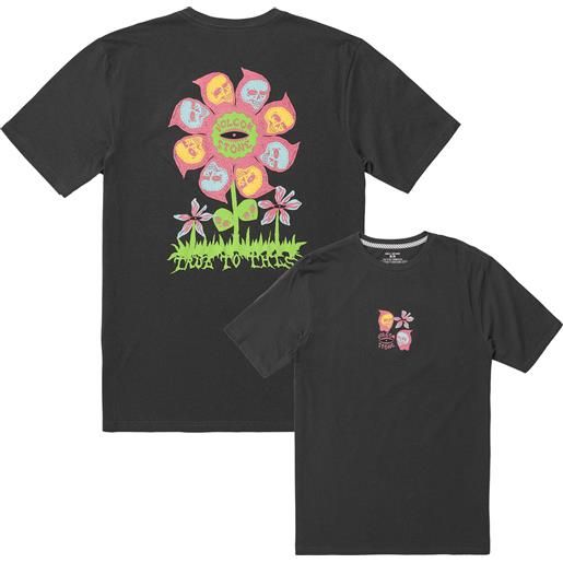 Volcom - t-shirt in cotone - flower budz fty stealth per uomo in cotone - taglia m, l, xl - grigio
