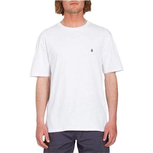Volcom - t-shirt leggera in cotone biologico - stone blanks bsc sst white per uomo in cotone - taglia s, m, l, xl - bianco