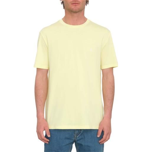 Volcom - t-shirt leggera in cotone organico - stone blanks bsc aura yellow per uomo in cotone - taglia s, m, l, xl - giallo