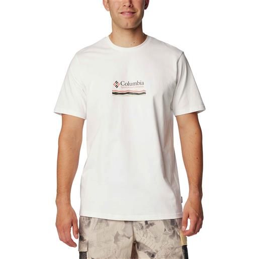 Columbia - t-shirt a maniche corte - explorers canyon back ss white heritage hills per uomo in cotone - taglia s, m, l, xl - bianco