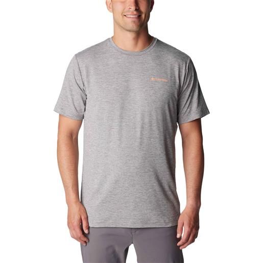 Columbia - t-shirt tecnica - kwick hike back graphic boulder heather moonscape per uomo - taglia s, m, l, xl - grigio