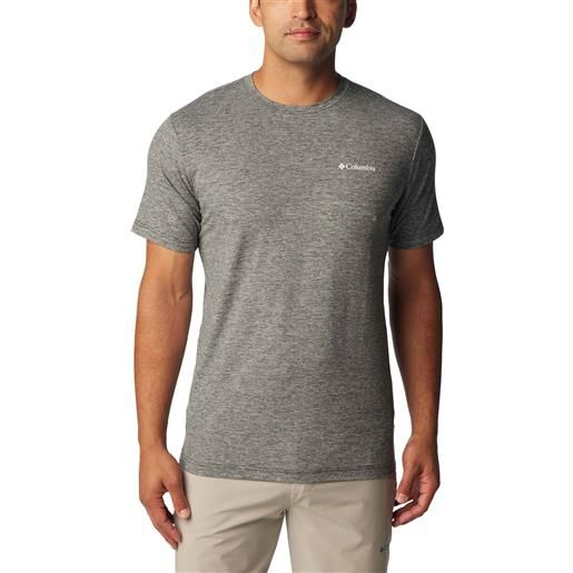 Columbia - t-shirt tecnica - kwick hike back graphic black heather moonscape per uomo - taglia s, m, l, xl - grigio