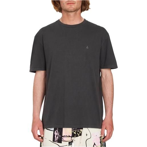 Volcom - t-shirt in cotone - solid stone emb sst black per uomo in cotone - taglia s, m, l, xl - nero