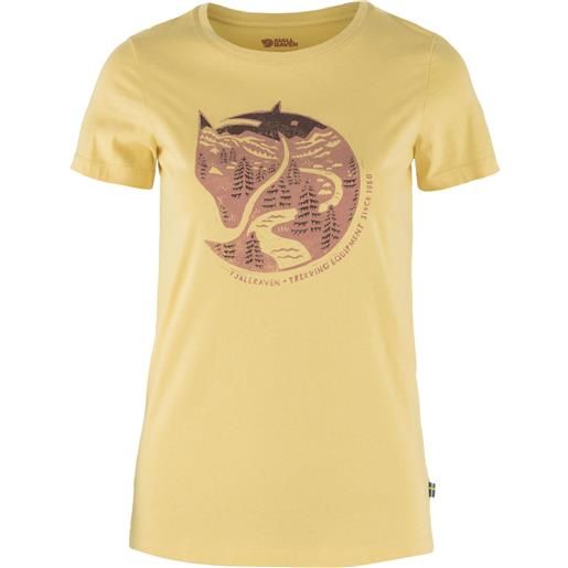 Fjall Raven - t-shirt in cotone biologico - arctic fox print t-shirt w mais yellow per donne in cotone - taglia xs, s, m - giallo