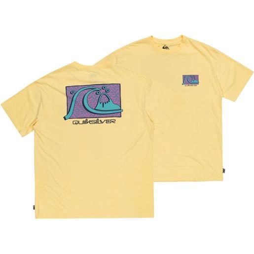 Quiksilver - t-shirt leggera in cotone organico - take us back bubble ss mellow yellow per uomo in cotone - taglia s, m, l, xl - giallo