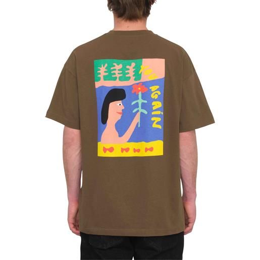 Volcom - t-shirt leggera in cotone organico - featured art arthur longo 1 lse dark earth per uomo in cotone - taglia s, m, l, xl - marrone