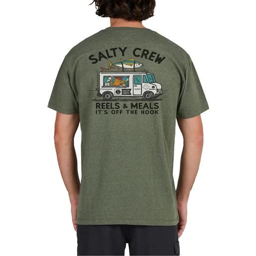 Salty Crew - t-shirt in cotone - reels & meals premium s/s tee forest heather per uomo in cotone - taglia s, m, l, xl - verde