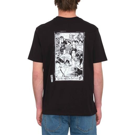 Volcom - t-shirt leggera in cotone organico - maditi bsc black per uomo in cotone - taglia s, m, l, xl - nero