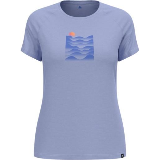 Odlo - t-shirt sportiva - ascent pw 130 sunset t-shirt crew neck ss blue heron melange per donne - taglia xs, s, m, l