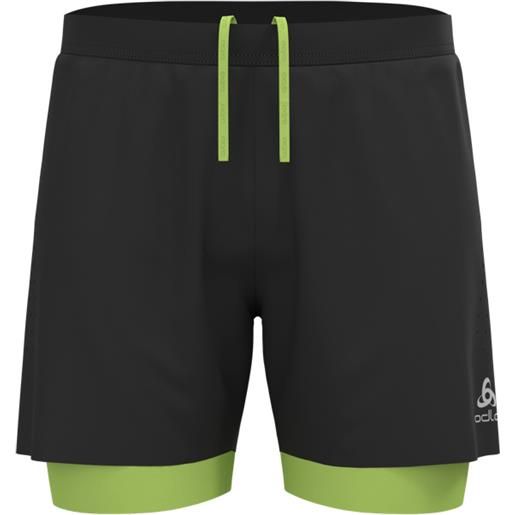Odlo - shorts da running - zeroweight 5 inch 2in1 short black sharp green per uomo - taglia s, m, l, xl - nero