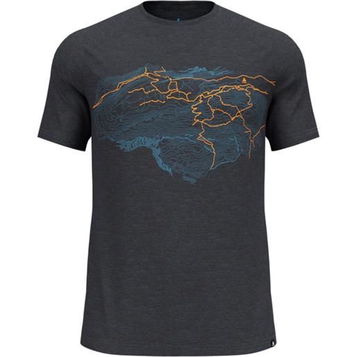 Odlo - t-shirt sportiva - ascent pw 130 topography t-shirt crew neck ss black melange per uomo - taglia s, m, l, xl - nero