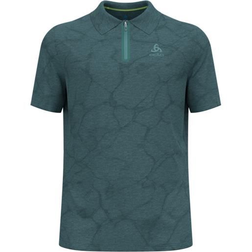 Odlo - t-shirt sportiva - ascent chill-tec polo shirt ss dark slate melange per uomo - taglia s, m, l, xl - verde