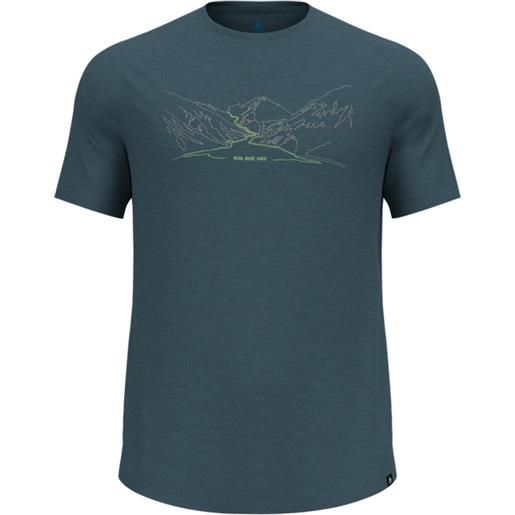 Odlo - t-shirt sportiva - ascent pw 130 run bike hike t-shirt crew neck ss dark slate melange per uomo - taglia s, m, l, xl - verde