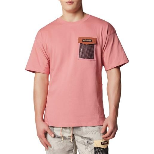 Columbia - t-shirt - painted peak knit ss top pink agave auburn per uomo in cotone - taglia m, l, xl - rosa