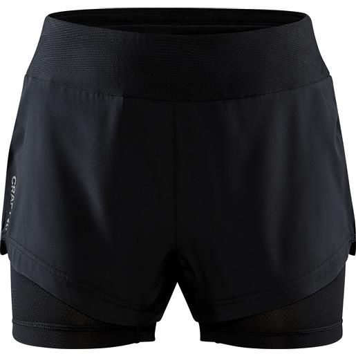 Craft - short de running avec cuissard intégré - adv essence 2-in-1 shorts w black per donne - taglia l - nero