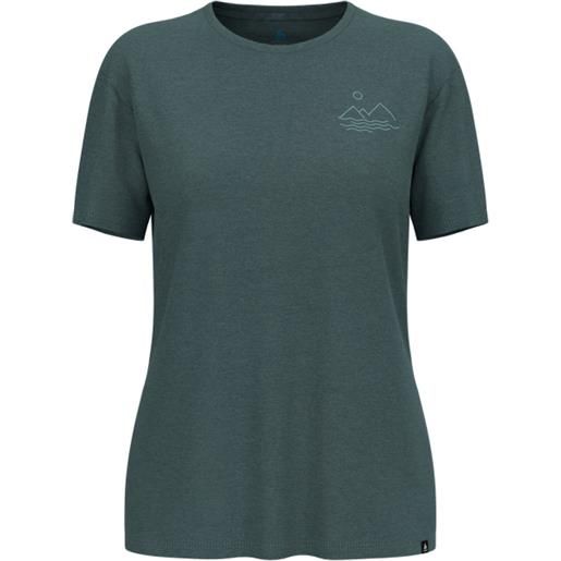 Odlo - t-shirt sportiva - ascent sun sea mountains t-shirt crew neck ss dark slate melange per donne - taglia xs, s, m - verde
