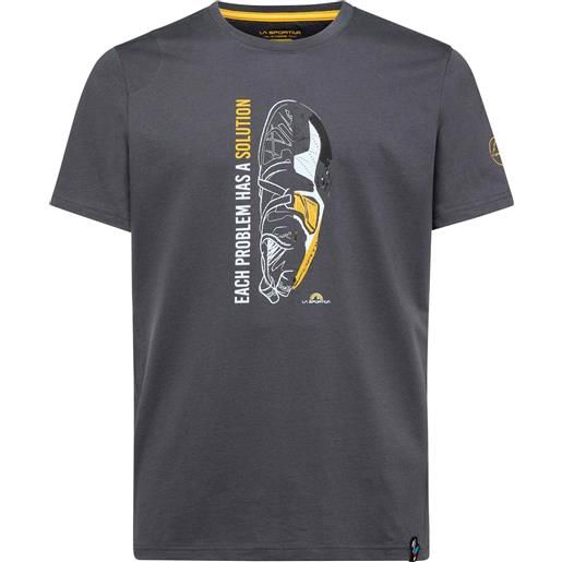 La Sportiva - t-shirt da arrampicata in cotone organico - solution t-shirt m carbon yellow per uomo in cotone - taglia s, m, l, xl - grigio