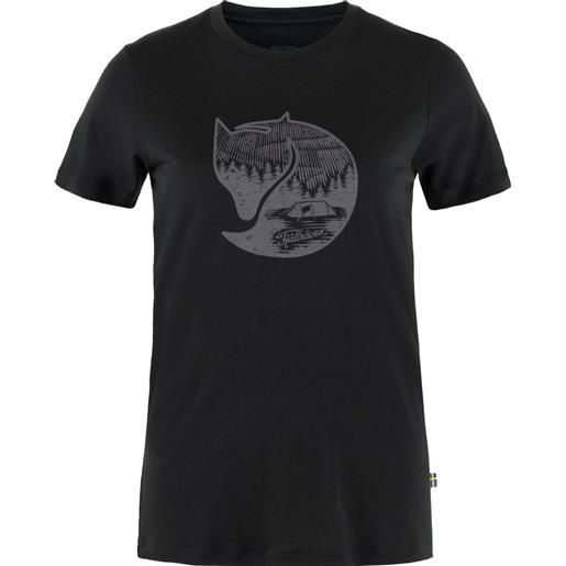 Fjall Raven - t-shirt in lana merino - abisko wool fox ss w black - iron grey per donne - taglia xs, s, m, l - nero