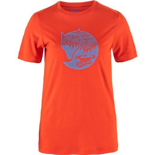 Fjall Raven - t-shirt in lana merino - abisko wool fox ss w flame orange ultramarine per donne - taglia xs, s, m, l - arancione