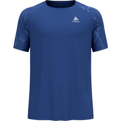 Odlo - t-shirt da running - essential print t-shirt crew neck ss limoges per uomo in poliestere riciclato - taglia s, m, l, xl - blu