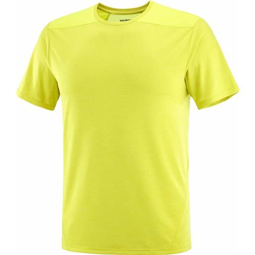 Salomon - t-shirt da escursionismo traspirante - outline ss tee m sulphur spring/citronelle per uomo - taglia s, m, l, xl - giallo