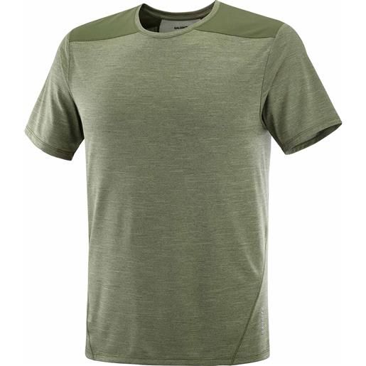 Salomon - t-shirt da escursionismo traspirante - outline ss tee m grape leaf per uomo - taglia s, m, l, xl - kaki