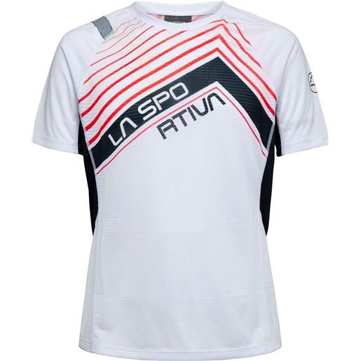 La Sportiva - t-shirt da trail/running - wave t-shirt m white black per uomo in poliestere riciclato - taglia s, m, l, xl - bianco