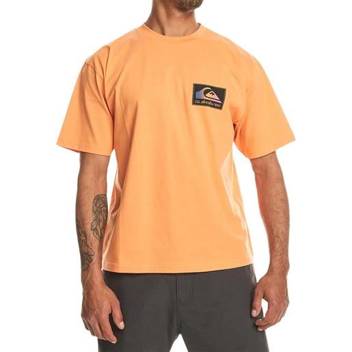 Quiksilver - t-shirt leggera in cotone organico - back flash ss tangerine per uomo in cotone - taglia s, m, l, xl - arancione