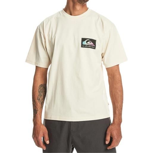 Quiksilver - t-shirt leggera in cotone organico - back flash ss birch per uomo in cotone - taglia s, m, l, xl - bianco