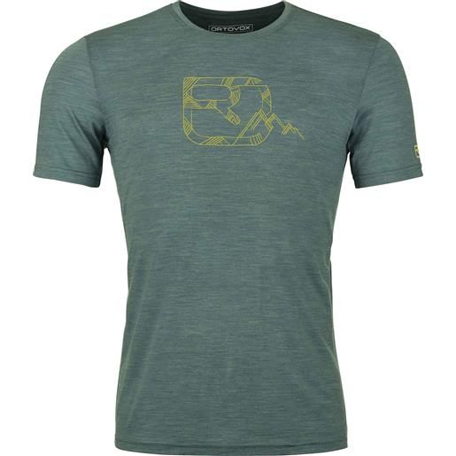 Ortovox - t-shirt in lana merino - 120 cool tec mtn logo t-shirt m dark pacific blend per uomo in pelle - taglia s, m, l, xl - verde
