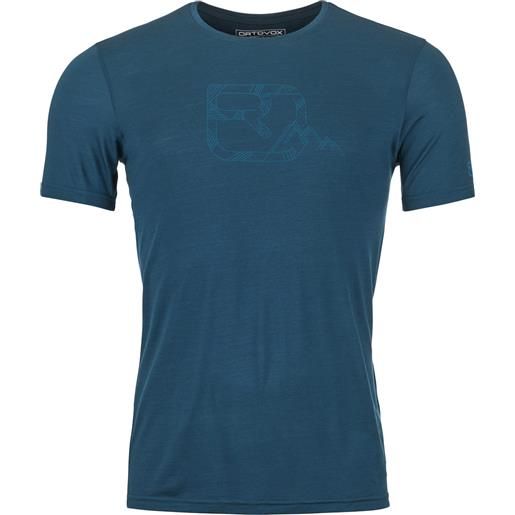 Ortovox - t-shirt in lana merino - 120 cool tec mtn logo t-shirt m petrol blue per uomo in pelle - taglia s, m, l, xl