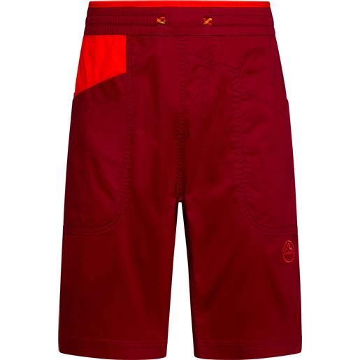 La Sportiva - shorts da arrampicata in cotone bio - bleauser short m sangria cherry tomato per uomo in cotone - taglia s, m, l, xl - rosso
