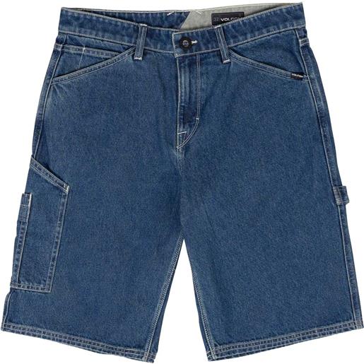 Volcom - pantaloncini di jeans - labored denim utility short indigo ridge wash per uomo - taglia 28 us, 29 us, 30 us, 31 us, 32 us, 33 us, 34 us, 36 us - blu