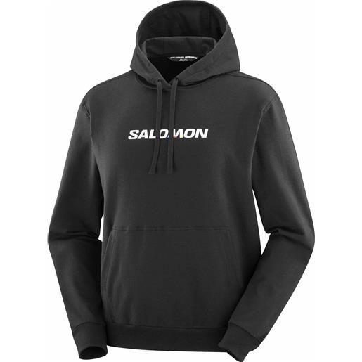 Salomon - felpa con cappuccio - Salomon logo perf hoodie m deep black per uomo in cotone - taglia s, m, l, xl, xxl - nero