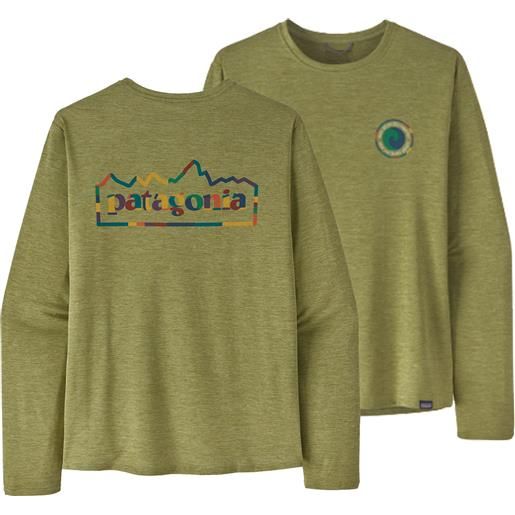 Patagonia - t-shirt traspirante - m's l/s cap cool daily graphic shirt buckhorn green x-dye per uomo - taglia s, m, l, xl, xxl - kaki