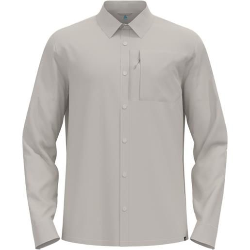 Odlo - camicia da trekking - essential shirt ls silver cloud per uomo - taglia s, m, l, xl - grigio