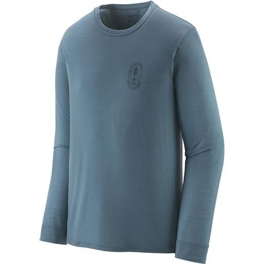 Patagonia - t-shirt in lana merino - m's l/s cap cool merino blend graphic shirt utility blue per uomo in lana vergine - taglia s, m, l, xl