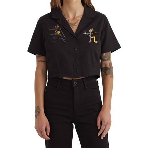 Roark - camicetta in cotone e lyocell - camp shirt basquiat black per donne in cotone - taglia xs, s, m, l - nero