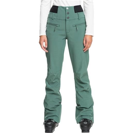 Roxy - pantaloni da sci - rising high snow pant dark forest per donne - taglia s, l - verde