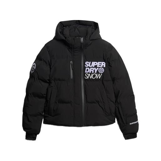 Superdry - giacca da sci - ski boxy puffer jacket black per donne in poliestere riciclato - taglia xs - nero