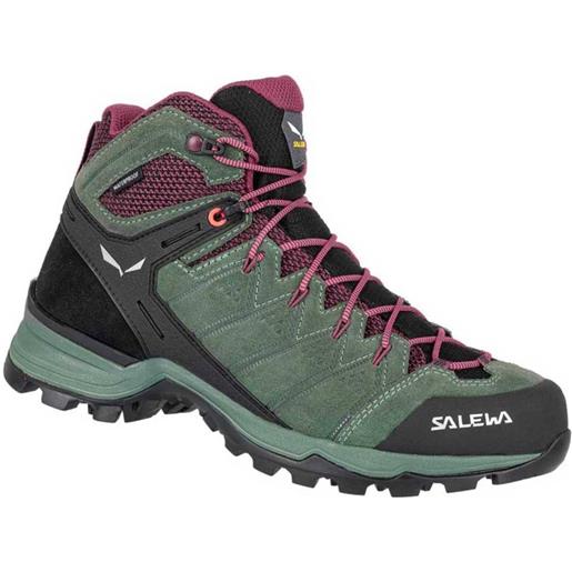 Salewa - scarpe da trekking - ws alp mate mid wp duck green/rhododendon per donne in pelle - taglia 4 uk, 4,5 uk, 5 uk, 6 uk, 6,5 uk, 7 uk, 7,5 uk - verde